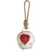 Aubry Gaspard - Cloche en métal vieilli avec coeur rouge - Blanc