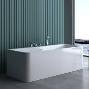 Baignoire rectangulaire 170cm pour salle de bains Vicenza601 avec robinetterie 170x80x57 - Blanc - Sogood