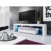 Baltic Meubles - meuble banc tv blanc laque - 1M90 - leds fournies - moinschercuisine - blanc