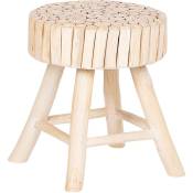 Beliani - Petit Tabouret Multifonction en Rondin de Bois Clair peut aussi bien servir de table d'appoint de repose-pieds pour tout espace de vie Bois