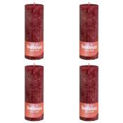 Bolsius - Bougies pilier rustiques Shine 4 pcs 190x68 mm Rouge velours