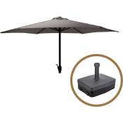 Cémonjardin - Parasol droit gris + pied de parasol
