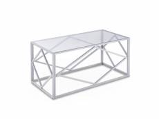 Clara - table basse rectangulaire en verre et métal argenté