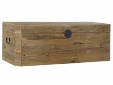 Coffre de rangement en bois recyclé coloris marron - longueur 130 x profondeur 48 x hauteur 45 cm
