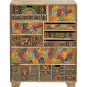 Commode 10 tiroirs en manguier massif motifs multicolores