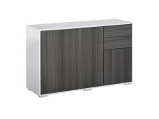 Commode buffet de rangement 2 tiroirs coulissants 3 portes étagère réglable panneaux de particules 117 x 36 x 74 cm gris