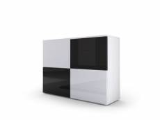 Commode moderne façades bicolores blanches et noirs laquées et corps mat blanc (hxlxp) : 72 x 92 x 35 cm 4278 BNB