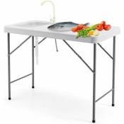 Costway - Table de Pêche avec Éviers, Table Pliante Portable pour Nettoyage de Poisson, Acier &hdpe, pour Jardin Camping Pique-Nique