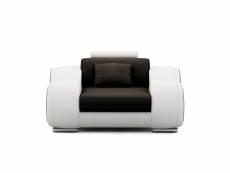 Dydda - fauteuil relax en cuir noir et blanc