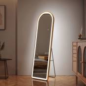 EMKE Miroir sur pied Arc 147 x 45 cm avec Cadre en Alliage d'aluminium, avec 3 Couleurs de Lumière, Lumineuse Réglables, Doré