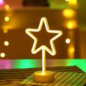 Étoile Blanc Chaud LED Enseignes Lumineuses au Néon Veilleuse Art Support Décoratif Base Lampe de Table pour la Maison Enfants Mariage fête