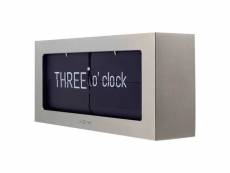 Flip clock - horloge de table / horloge murale - argent - métal - 36x16x8.5cm - big flip text - nextime
