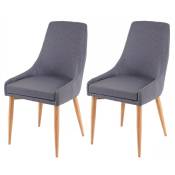 HHG - jamais utilisé] 2x chaise de salle à manger 195 ii, fauteuil, style rétro tissu gris foncé - grey