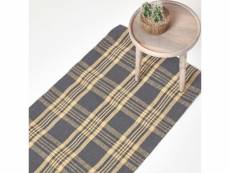 Homescapes tapis en laine à imprimé tartan jaune et gris - douglas - 66 x 200 cm RU1302A