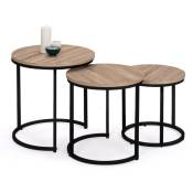 Idmarket - Lot de 3 tables basses gigognes detroit rondes 35/40/45 design industriel - Multicolore