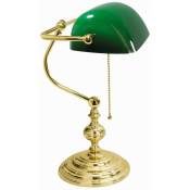 Lampe de banquier E27 39 cm vert laiton Art Nouveau pour le bureau - doré à l'or fin 24 carats, vert