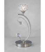 Lampe de Table Cara 1 Ampoule nickel satiné/cristal