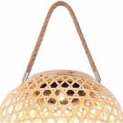 Lampe solaire en forme de panier, lampadaire en bambou, lampe d'extérieur, lanterne solaire, debout, led blanc chaud, DxH 22,5x56,5 cm