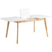 Les Tendances - Petite table rectangulaire extensible blanc brillant et pieds naturel Askin 120 à 150cm