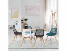 Lot de 6 chaises bonnie mix color blanc, gris clair, gris foncé x2, bleu canard x2