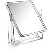 Miroir grossissant maquillage transparent en verre et pmma mod. table container