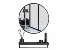Numito - miroir rond style scandinave couloir/salle de bain - 80x80x3.5 cm - miroir mural - noir