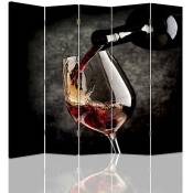 Paravent Décoratif Les Vins Rouges - Élégance & Style - 180 x 150 cm - 2 faces R° V° + rotation 360° - Noir, blanc