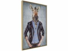 Paris prix - affiche murale encadrée "animal alter ego zebra" 30 x 45 cm or