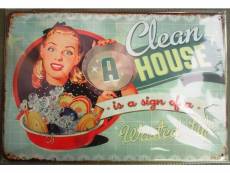 "plaque pin up a clean house tole deco style année