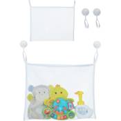 Rangement pour les jouets du bain, lot de 2, filet avec ventouses, h x l : env. 35 x 45 cm, enfant, blanc - Relaxdays