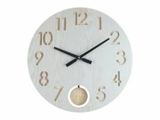 Rebecca mobili grande horloge murale particulière en mdf, blanc marron, salon 50 cm RE6590