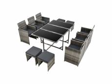 Salon de jardin design 10 places ensemble table 6 fauteuils