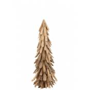 Sapin de Noël décoratif à led en bois naturel 27x27x80.5