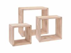 Set de 3 étagères carrées en bois - 42x42x20cm 424356