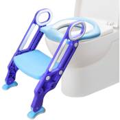 Siège de Toilettes Echellepour Bébé Réglable et Pliable avec Siège Rembourré, Large Marchepied Charge Violet+Bleu - Einfeben