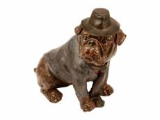 Statue chien assis "bulldog" 44cm cuivre