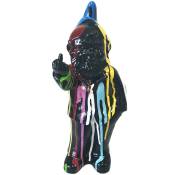 Statue en céramique Lutin grossier noir et multicolore