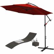 SWANEW Parasol Ø300cm- parasol jardin, parasol deporté, parasol de balcon, rouge - rouge