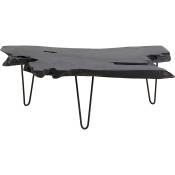 Table basse en teck massif noir et acier
