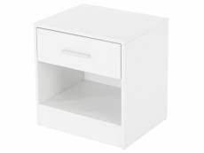 Table de chevet blanche, 36x29x38 cm, avec un tiroir