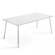 Table de jardin rectangulaire en métal blanc