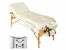 Table de massage pliante 3 zones - 10 cm d'épaisseur + housse beige helloshop26 2008136