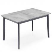 Table extensible 6 couverts dine 150cm pieds bois plateau mélaminé gris béton - gris