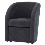 TED Fauteuil + pouf SORO - Tissu Anthracite - L 59