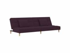Vidaxl canapé-lit à 2 places avec deux oreillers violet tissu