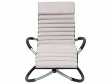 Vidaxl chaise longue d'extérieur avec coussin acier crème