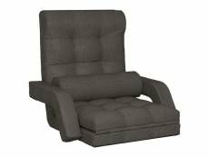 Vidaxl chaise pliable de sol avec fonction de lit gris foncé tissu