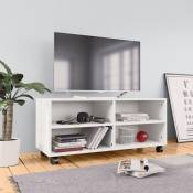 Vidaxl - Meuble tv avec roulettes Blanc 90x35x35 cm