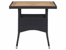 Vidaxl table d'extérieur noir résine tressée et bois d'acacia solide 46171