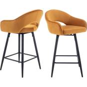 Wahson Office Chairs - Tabouret Bar en Velour Lot de 2 Rotation de 360 Degré Chaise Bar de Pied en Métal avec Repose-Pieds pour Bar